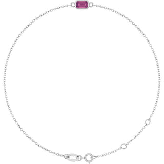 14K White Natural Pink Tourmaline 6 1/2-7 1/2" Bracelet