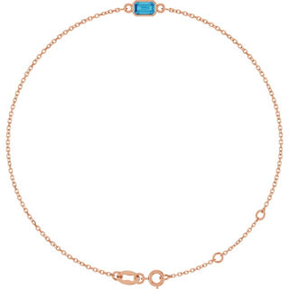 14K Rose Natural Blue Zircon 6 1/2-7 1/2" Bracelet