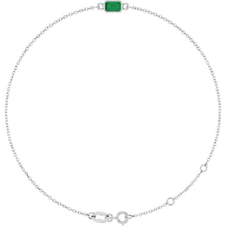 14K White Lab-Grown Emerald 6 1/2-7 1/2" Bracelet