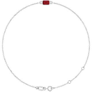 14K White Natural Ruby 6 1/2-7 1/2" Bracelet