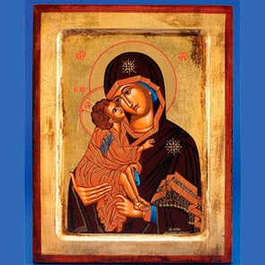 Lady of Vladimir Mary with Jesus - Hand-Carved and Painted