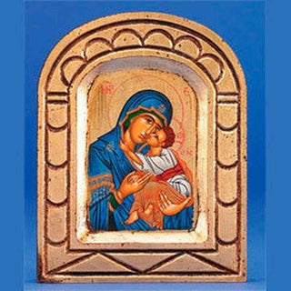 Glikofilousa Blue Madonna - Hand-Carved and Painted