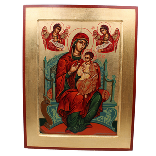 Mary Enthroned- Hand Painted Gold Leaf- 12x9 inch