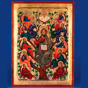 TREE OF LIFE- JESUS VINES - HAND PAINTED ICON ON CANVAS- 11x9 inch