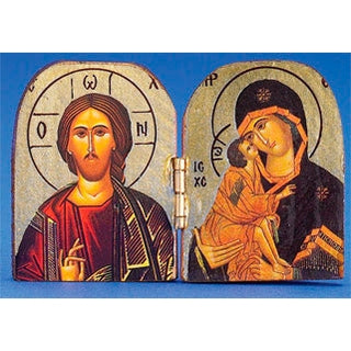 Greek Icon - Diptych Gold Printed Icon - PANTOCRATOR