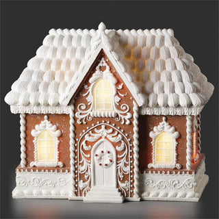 16.25-Inch Lighted Gingerbread House With Frosting Roof