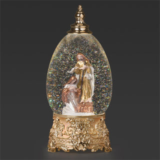 11-Inch Lighted Swirl Holy Family In Egg Shape Dome
