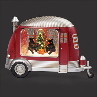 8-Inch Lighted Swirl Camper With Bears By Campfire