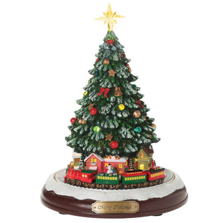 10.75-Inch Lighted Musical Tree With Rotating Train