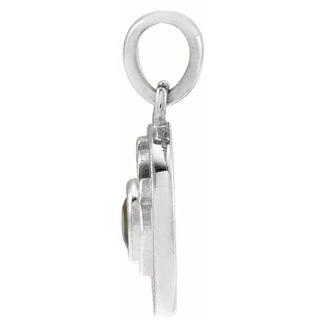 Platinum Natural Green Tourmaline Evil Eye Pendant