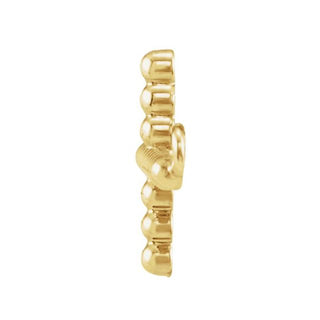 14K Yellow 15.6x9.4 mm Sideways Beaded Cross Necklace Center
