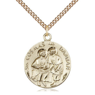 14kt Gold Filled Saints Cosmas & Damian Medal Catholic Jewelry