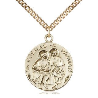 14kt Gold Filled Saints Cosmas & Damian Medal Catholic Jewelry