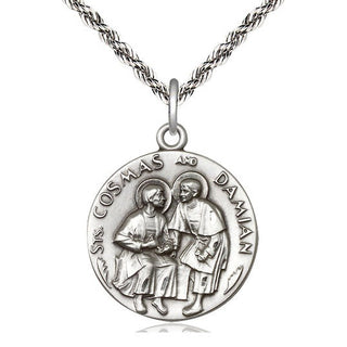 Sterling Silver Saints Cosmas & Damian Medal Catholic Jewelry