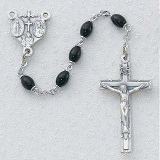 4X6MM Black Glass Oval Rosary - SALE