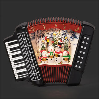 7.5-Inch Lighted Musical Swirl Snowmen Carolers Accordion