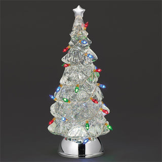 12.5-Inch Lighted Swirl Tree With Lighted String Bulbs