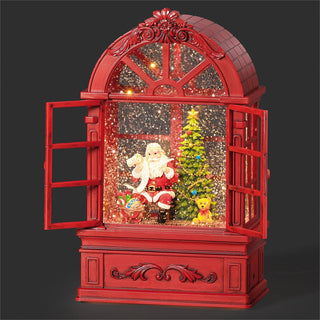 9-Inch Lighted Swirl Santa's List Checking - Window Casing