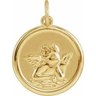 14K Yellow 15 mm Cherub Angel Pendant