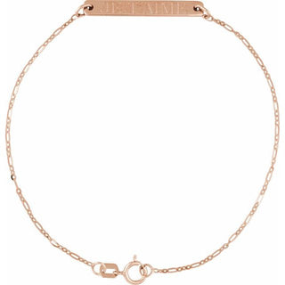 14K Rose Engravable Bar 7" Bracelet
