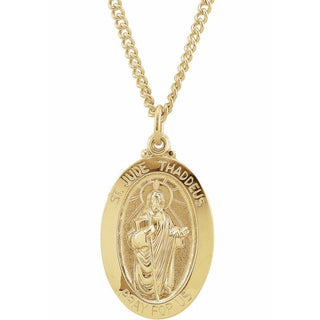 24K Yellow Gold-Plated 29x18 mm Saint Jude 24" Necklace