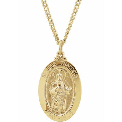 24K Yellow Gold-Plated 29x18mm St. Jude 24" Necklace