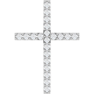 14K White .08 CTW Natural Diamond Cross Pendant