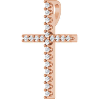 14K Rose .08 CTW Natural Diamond Cross Pendant