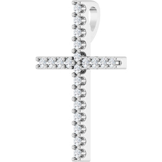 Sterling Silver .08 CTW Natural Diamond Cross Pendant