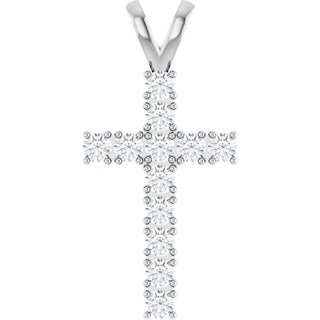 14K White 3/4 CTW Natural Diamond Cross Pendant