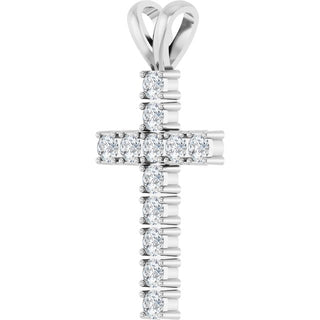 Sterling Silver 3/4 CTW Natural Diamond Cross Pendant
