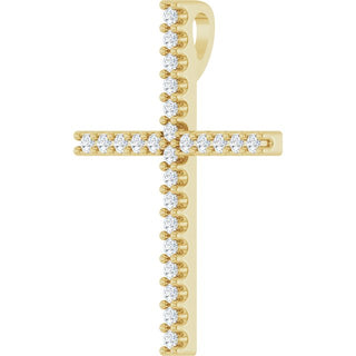 14K Yellow 1/10 CTW Natural Diamond Cross Pendant