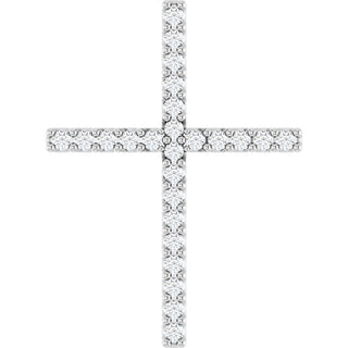 14K White 1/10 CTW Natural Diamond Cross Pendant
