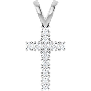 14K White 1/4 CTW Natural Diamond Cross Pendant