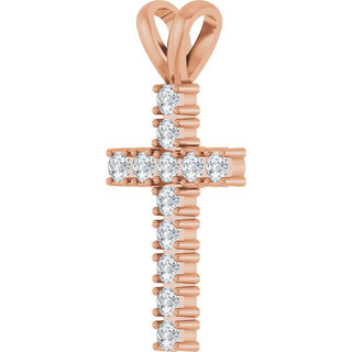 14K Rose 1/2 CTW Natural Diamond Cross Pendant