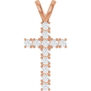 14K Rose 1/2 CTW Natural Diamond Cross Pendant