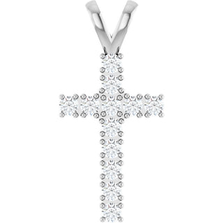 14K White 1/2 CTW Natural Diamond Cross Pendant