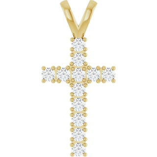 14K Yellow 1/2 CTW Natural Diamond Cross Pendant
