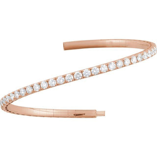 14K Rose 3 CTW Natural Diamond  Flexible Bangle 7" Bracelet