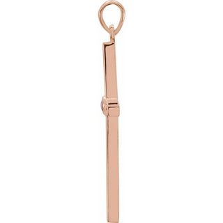 14K Rose Natural Ruby Cross Pendant