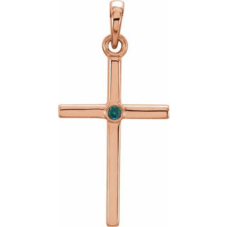14K Rose Natural Alexandrite Cross Pendant