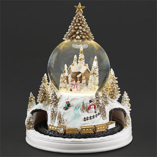 11-Inch Led Musical Dome Train Rotating And Gold Trees - 120Mm