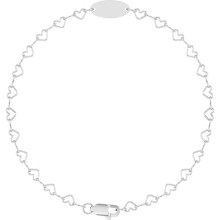 14K White Engravable Heart Link 7" Bracelet