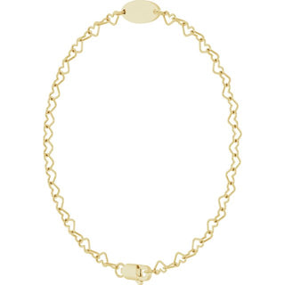 14K Yellow Engravable Heart Link 7" Bracelet