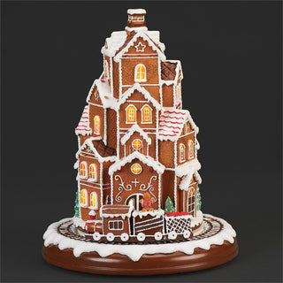 10-Inch Lighted Musical Tower Rotating Train - Gingerbread