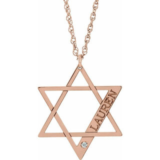 14K Rose Gold-Plated Sterling Silver Personalized Imitation Diamond Star of David 18" Necklace