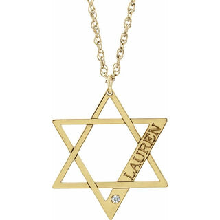 14K Yellow Gold-Plated Sterling Silver Personalized Imitation Diamond Star of David 16" Necklace