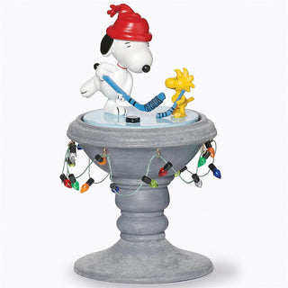 7-Inch Musical Peanuts Birdbath With Rotation - Hockey