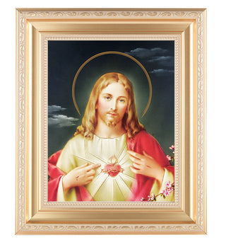 Sacred Heart ,Satin Gold Frame 10.25X12.25" 8X10 Print