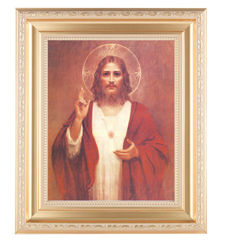 Sacred Heart In Satin Gold Frame 10.25X12.25" 8X10 Print